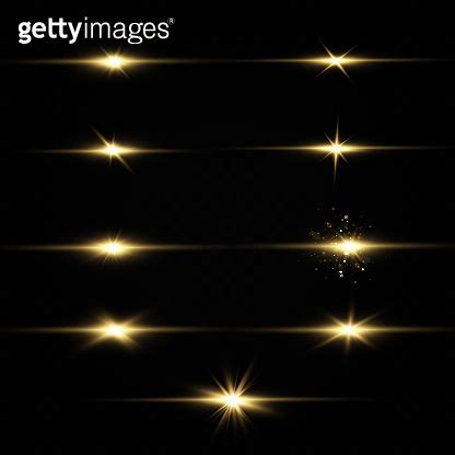 Shining Golden Stars Isolated On Black Background Effects Glare