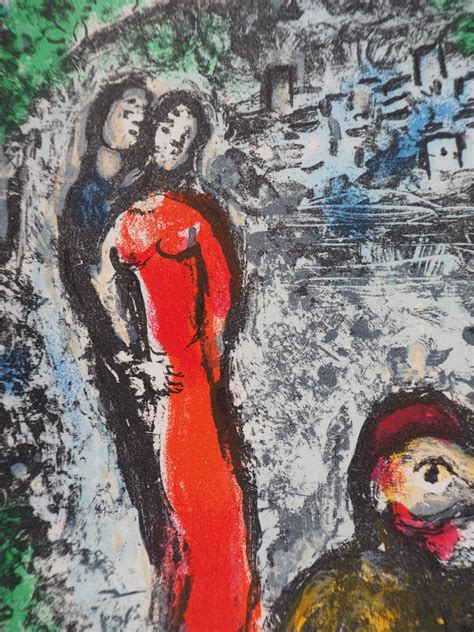 Marc Chagall Couple Near Vence Original Stone Lithograph Mourlot