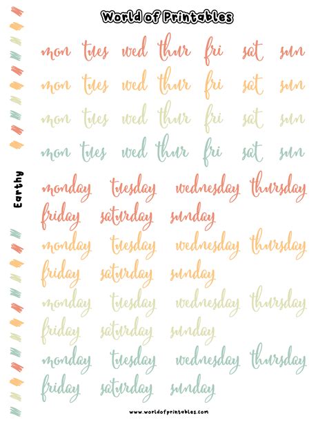 Days Of The Week Stickers Free For Printable Digital Planners