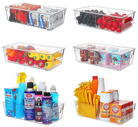 Buy Refrigerator Organizer Bins With Lid Esarora 6 Pack Stackable