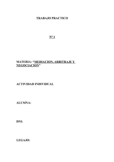 T P Nº1 Mediacion APROBADO TRABAJO PRACTICO N 1 MATERIA