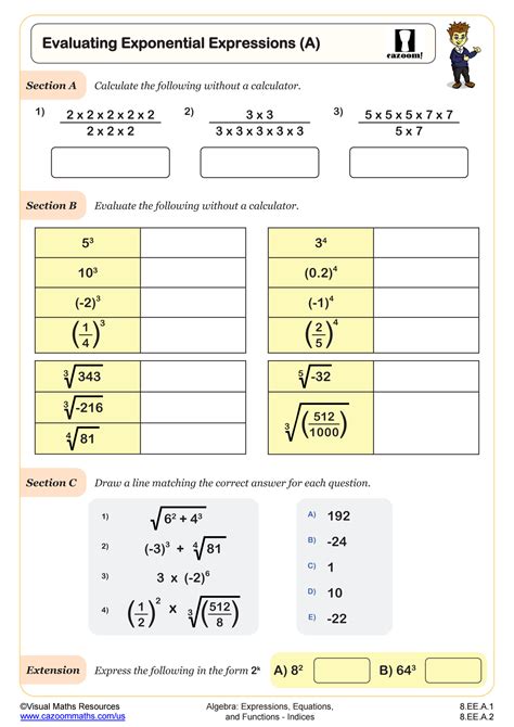 8 Ee A 1 Worksheets Printable 8th Grade Math Worksheets Worksheets Library