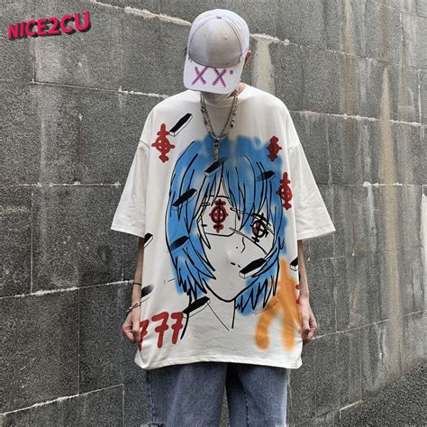 Buy Harajuku Mens Oversized Anime T Shirt Summer Japanese Streetwear