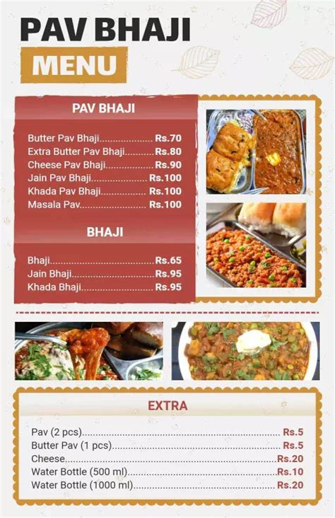 Pav Bhaji Menu Templates Customize And Download Free