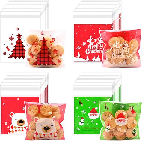 Bekecidi 400 Pcs Christmas Cookie Bags Xmas Dessert Gift Packing Bags ...