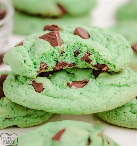 Mint Chocolate Chip Cookies Are A Scrumptious Dessert Made With Pudding