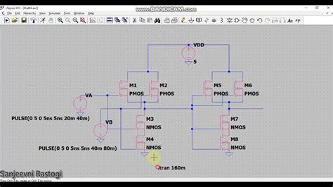 And Gate Using Cmos Nand In Ltspice Youtube