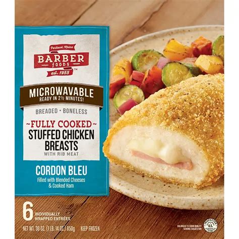 Barber Foods Cordon Bleu Stuffed Chicken Breasts Fully Cooked 6 Ct