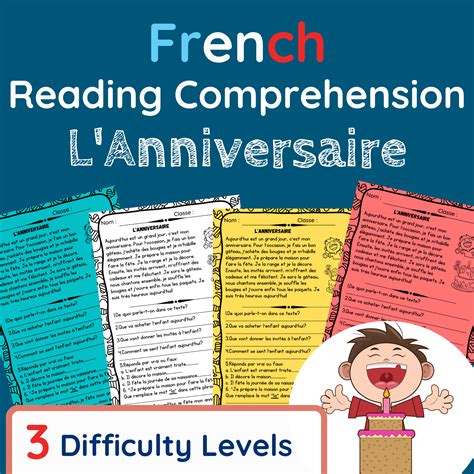 L Anniversaire French Reading Comprehension Activity For Beginners My Birthday Made By Teachers