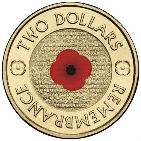 2012 2 Remembrance Red Poppy Coin On Rsl Card Imperial Coins