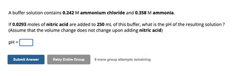 Solved A Buffer Solution Contains 0 242m Ammonium Chloride