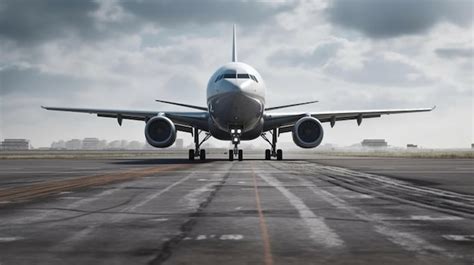 Premium Photo A Large Plane Takes Off On The Runway The Concept Of