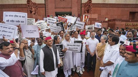 Parliament Budget Session India Bloc Mps Protest Over Discrimination