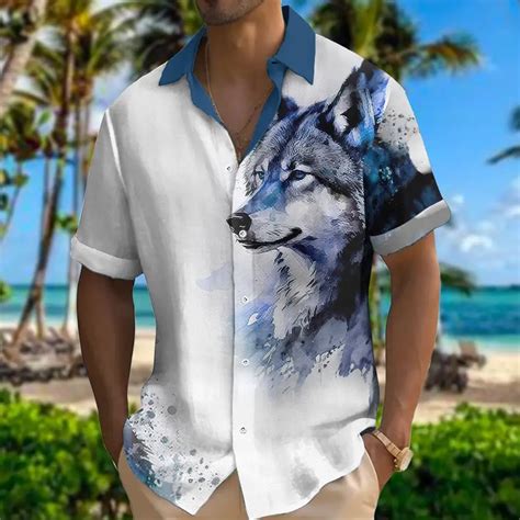 Herren Hemden Wolf D Druck Stra E Hawaii Hemd M Nner T Glich T