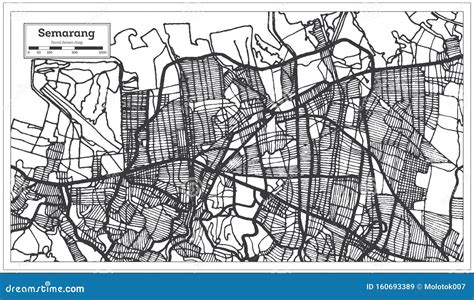 Semarang Indonésia Map a Preto E Branco Mapa De Contorno Ilustração do