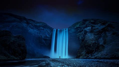 Skógafoss Waterfall at night - Iceland - backiee