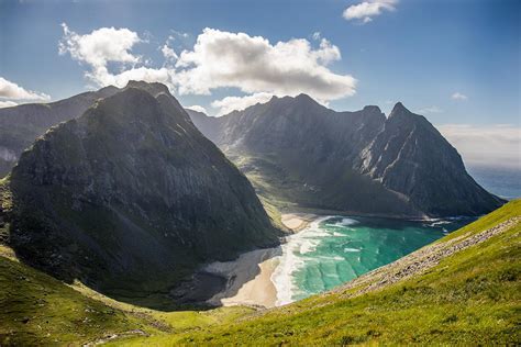 White Sand Arctic Beach Kvalvika Beach Lofoten Islands Norway Oc