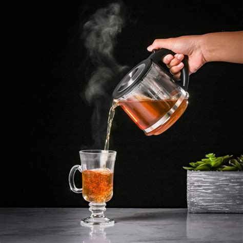 Ovente Glass Tea Kettle 27oz, With Tea Infuser for Loose-Leaf Tea ...