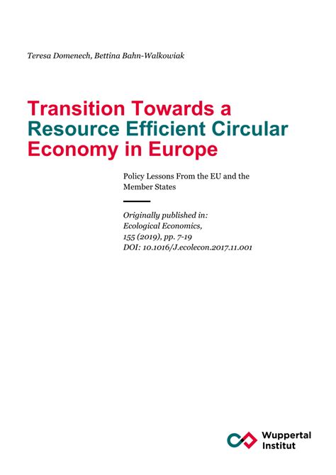 Pdf Transition Towards A Resource Efficient Circular Economy In