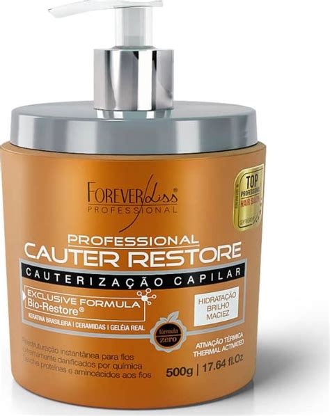 Forever Liss Kit Cauterização Shampoo Cauter Restore 300ml Máscara 500g