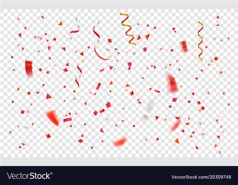 Colorful confetti and ribbons on transparent Vector Image