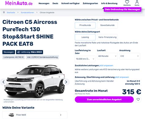 Citro N C Aircross Im Leasing F R Euro Brutto Ntv Autoleasing