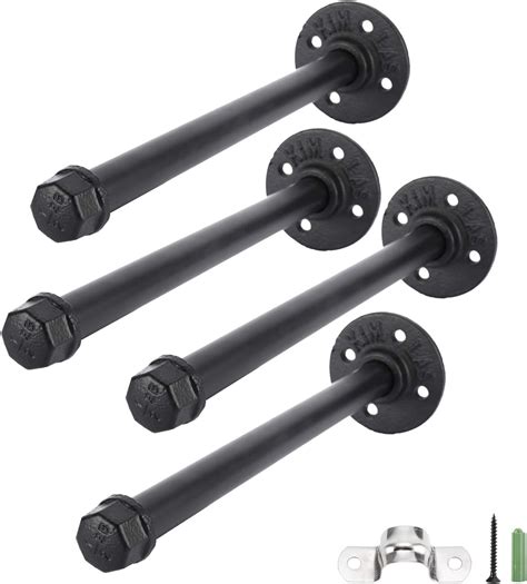 Amazon HighFree 4 Pack Industrial Black Iron Pipe Shelf Brackets