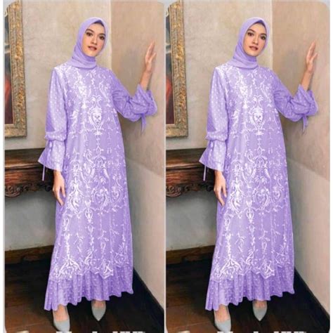 Jual Maxi Mora S M L Xl Xxl Brukat Tile Mutiara Kombi Onde Maxi