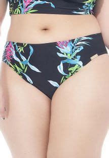 Lehona Plus Size Floral Black Crop Top Bikini Cantos E Encantos