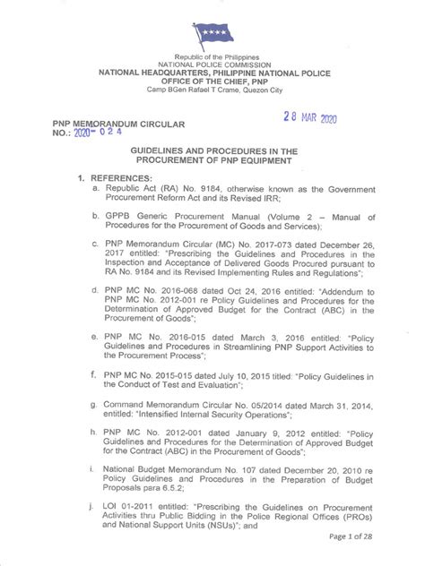 Pnp Mc No 2020 024 Mc On Procurement Pdf