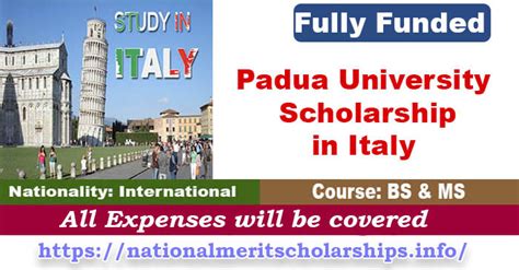 Padua University Scholarship 2024 25 In Italy Fully Funded