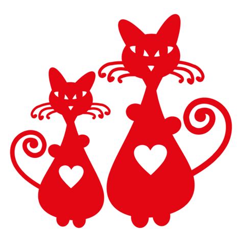 Design Png E Svg De Silhueta De Gatos Com Coração Para Camisetas