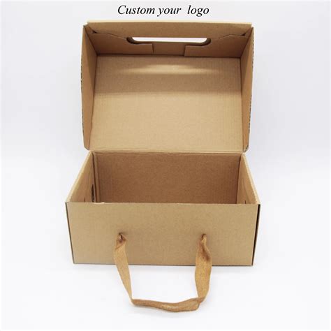 100pcs Customer Packing Box Large T Packaging Box With Handle Brown Shoe Packing Boxes