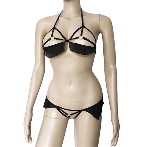 Ensemble De Lingerie Sexy Haut De Soutien Gorge Bretelles Et String