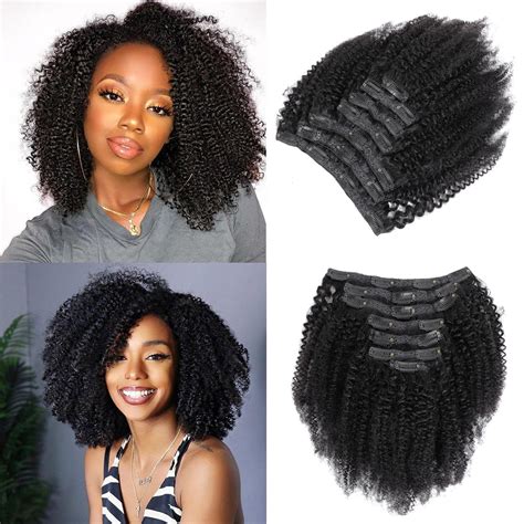 Afro Kinky Curly Clip In Hair Extensions Real Human Hair