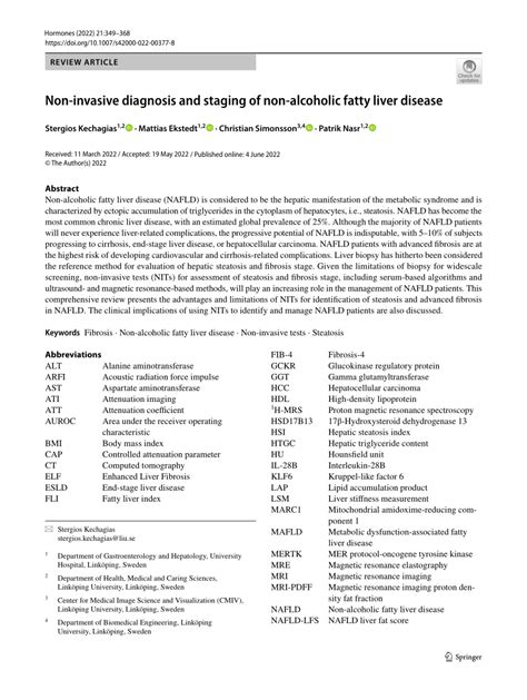 PDF Non Invasive Diagnosis And Staging Of Non Alcoholic Fatty Liver