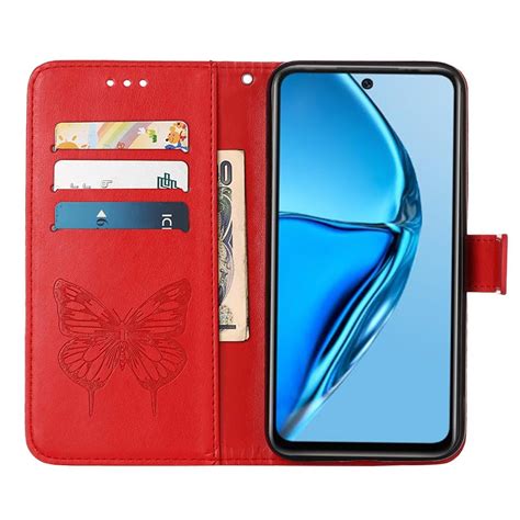For Infinix Hot S Pro X Embossed Butterfly Flip Leather Phone Case Red Alexnld