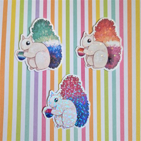 Pride Squirrels Glossy Holographic Vinyl Sticker LGBT Gay Etsy UK