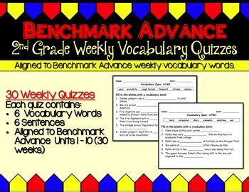 Benchmark Advance Weekly Vocabulary Quizzes Nd Grade By Armstar