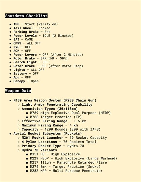 Ah 64d Apache Quick Reference Kneeboard And Checklists By Hayden