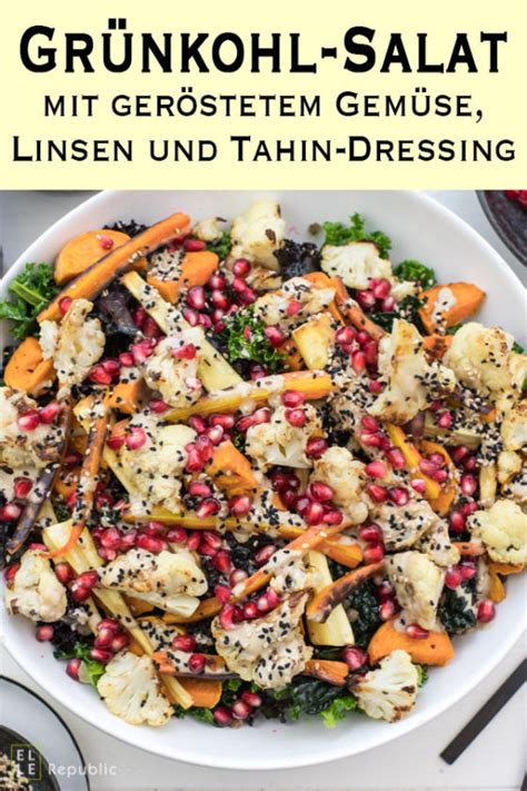 Gr Nkohl Salat Mit Ger Stetem Gem Se Und Tahin Dressing Rezept