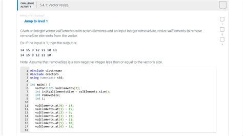 Solved Jump To Level 1 Given An Integer Vector ValElements Chegg