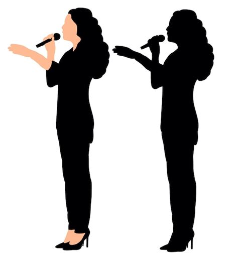 Premium Vector Silhouette Of A Girl Singing Microphone