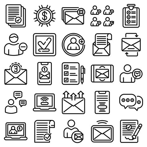 Request Icons Set Outline Style Vector Art At Vecteezy