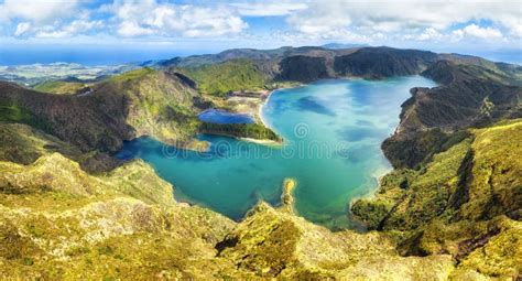 Beautiful Panoramic View Of Lagoa Do Fogo Lake In Sao Miguel Island