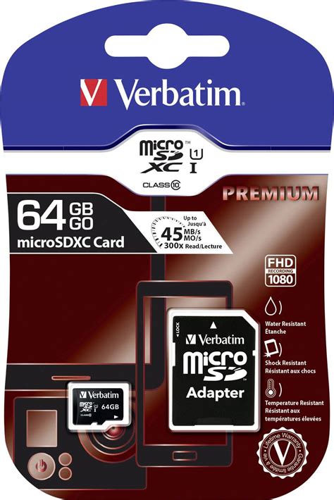 Verbatim Micro Sdxc Gb Cl Adap Microsdxc Card Gb Class Incl