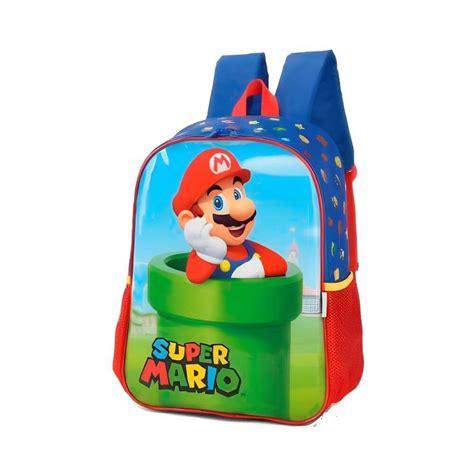 Mochila De Costas Infantil Super Mario Azul Luxcel Papelaria Pigmeu