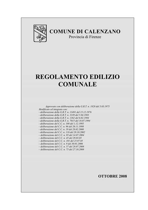 Regolamento Edilizio Comune Di Calenzano