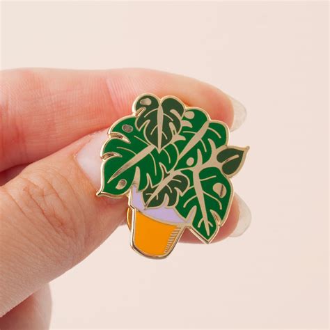 Monstera Enamel Pin Plant Lapel Pin Hard Enamel Pin Gold Etsy