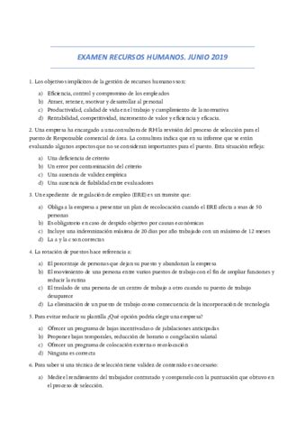 Examen De Recursos Humanos Pdf